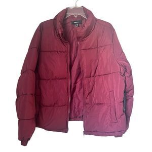 NWT Forever 21+ Burgundy Short Winter Cozy Zip Up Puffer Jacket Sz 1X